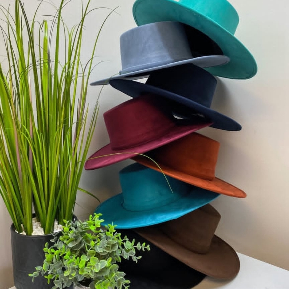 Blue Women's Hard Brim Hat - Fearless Fedora By @LivinFearlessCollection - Picture 3 of 6